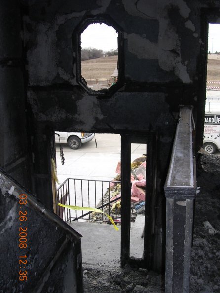 Fire damaged entry hall In Lincoln Nebraska